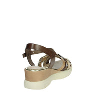 PORRONET Donna Sandali con zeppa 7043 Marrone