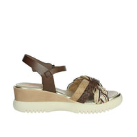 PORRONET Donna Sandali con zeppa 7043 Marrone