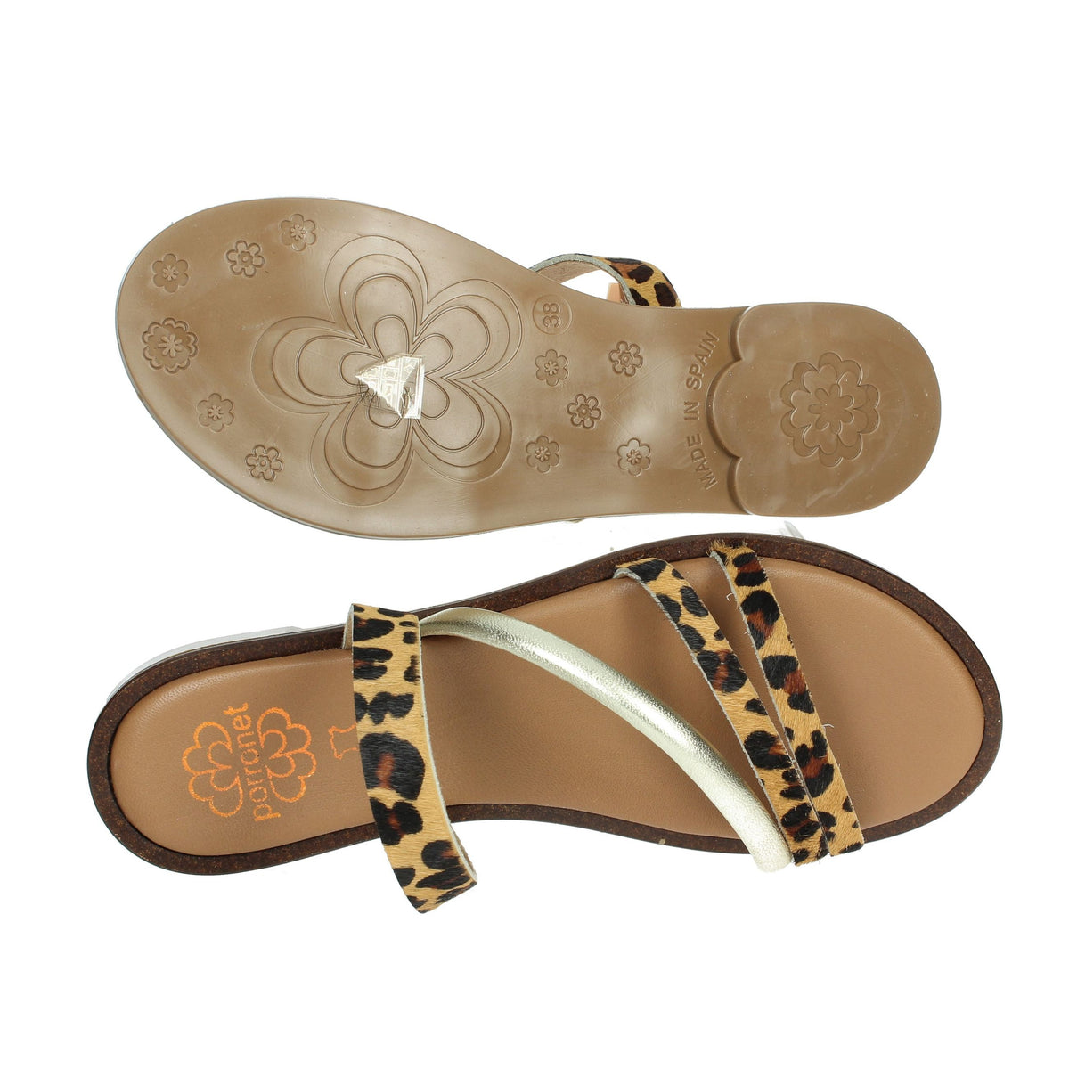 PORRONET Donna Sandali bassi 3091 Marrone/Oro