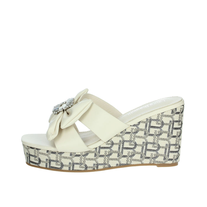 LAURA BIAGIOTTI Donna Ciabatte con zeppa 9102 Panna