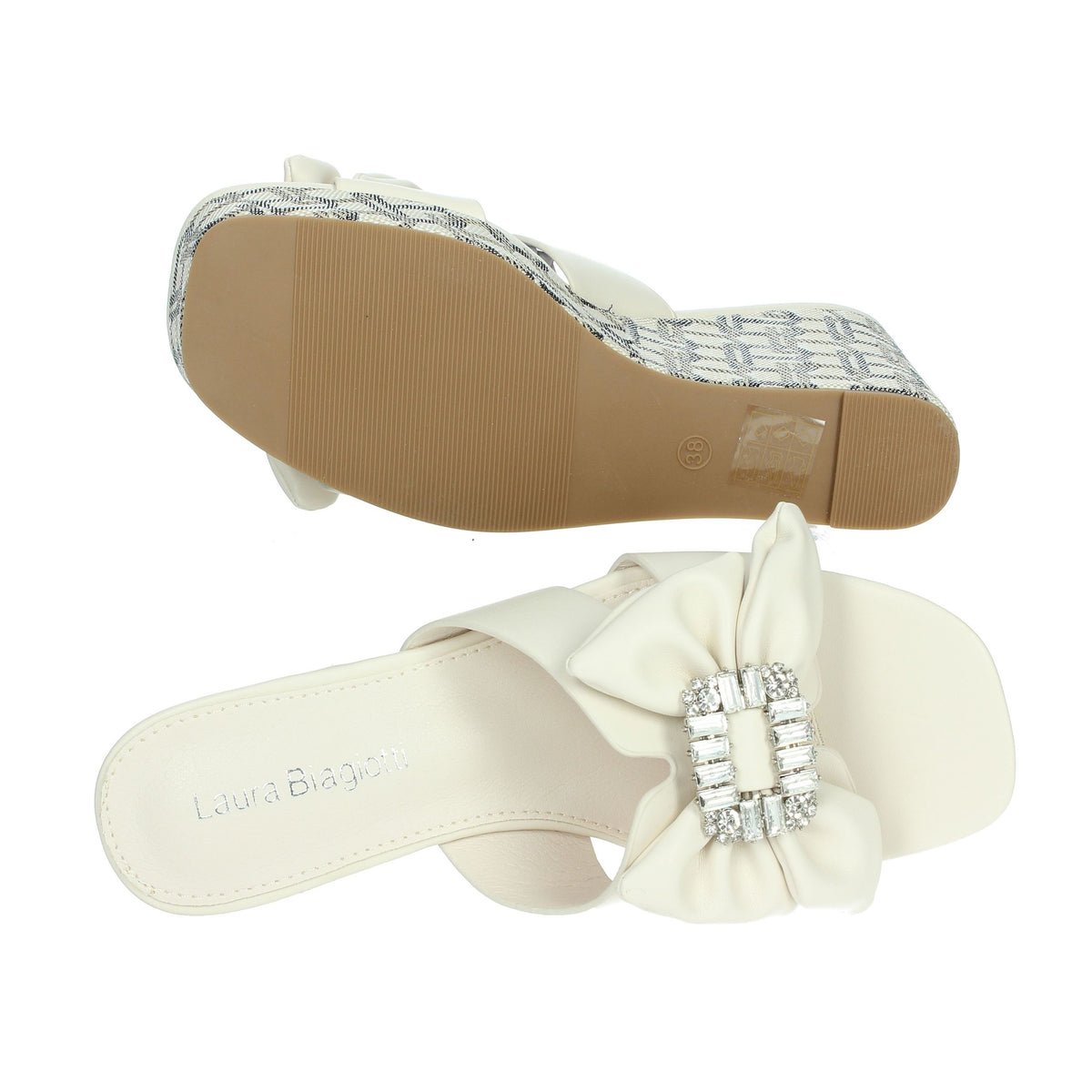 LAURA BIAGIOTTI Donna Ciabatte con zeppa 9102 Panna