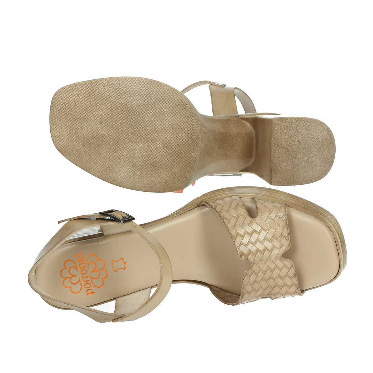 PORRONET Donna Sandali con zeppa 7061 Taupe
