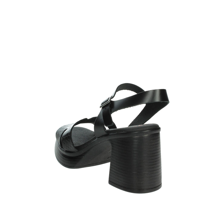 PORRONET Donna Sandali con zeppa 7061 Nero