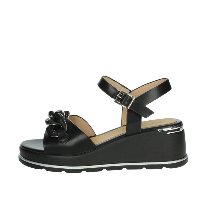 KEYS Donna Sandali con zeppa K-11000 Nero