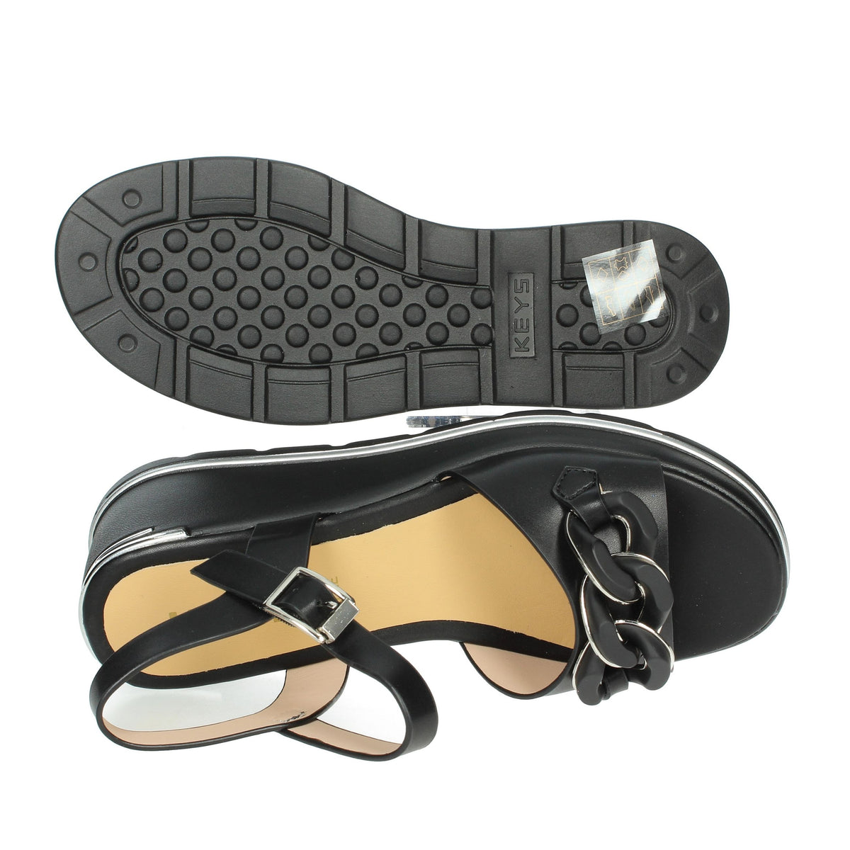 KEYS Donna Sandali con zeppa K-11000 Nero