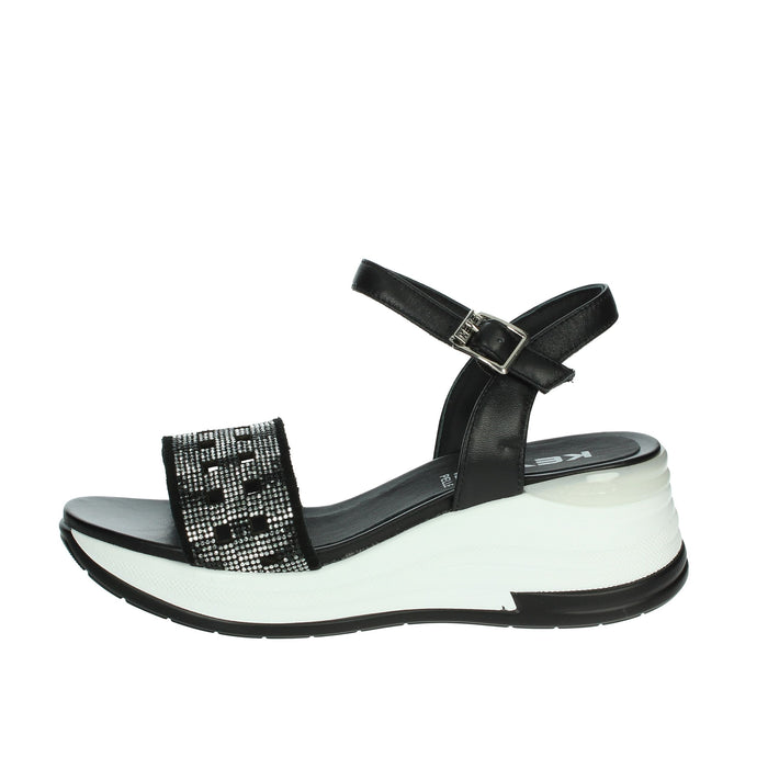 KEYS Donna Sandali con zeppa K-11092 Nero