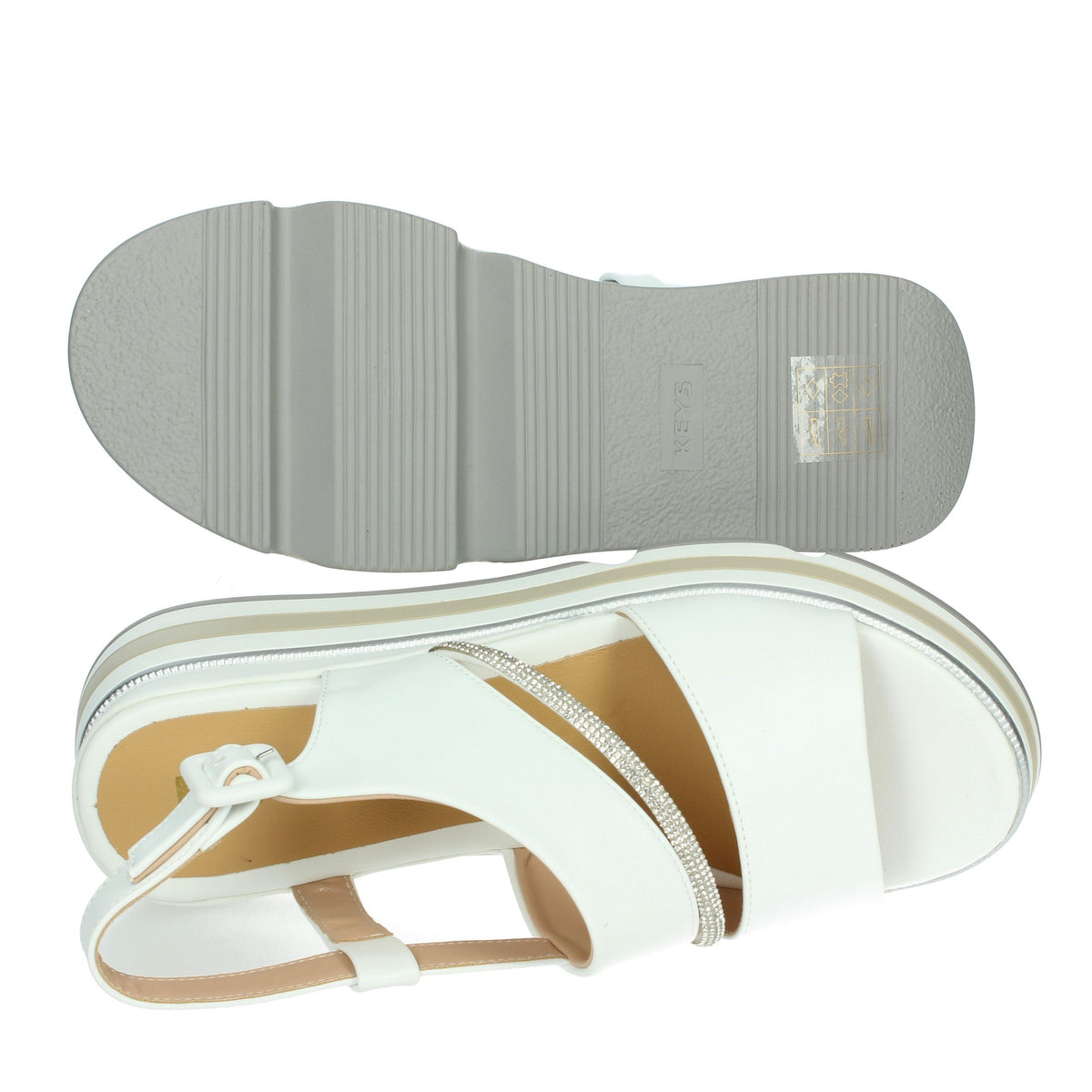 KEYS Donna Sandali con zeppa K-11010 Bianco