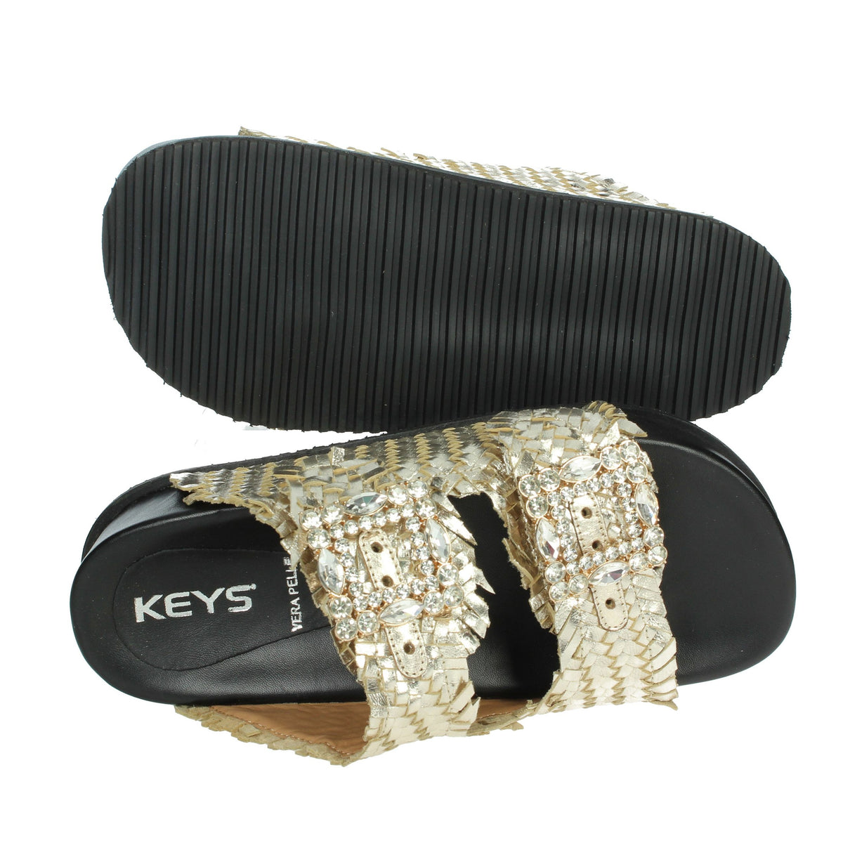 KEYS Donna Ciabatte con zeppa K-10920 Platino