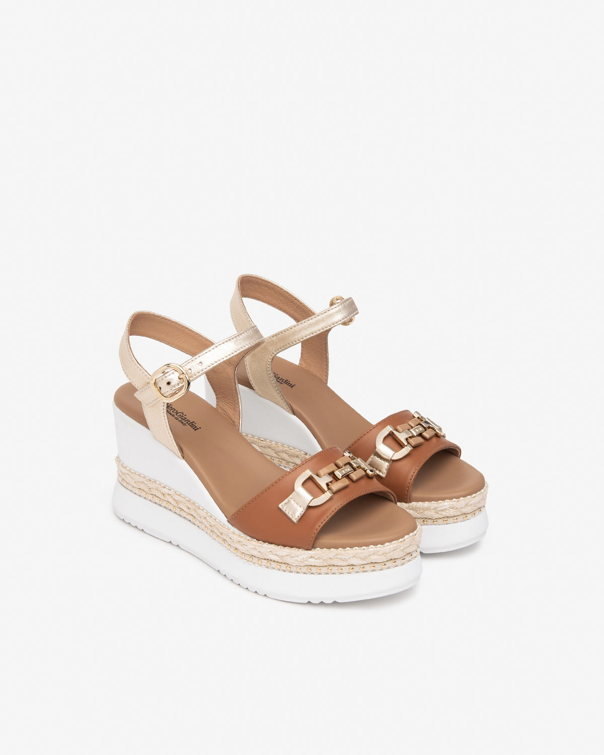 NERO GIARDINI Donna Sandali con zeppa E513552D Cuoio