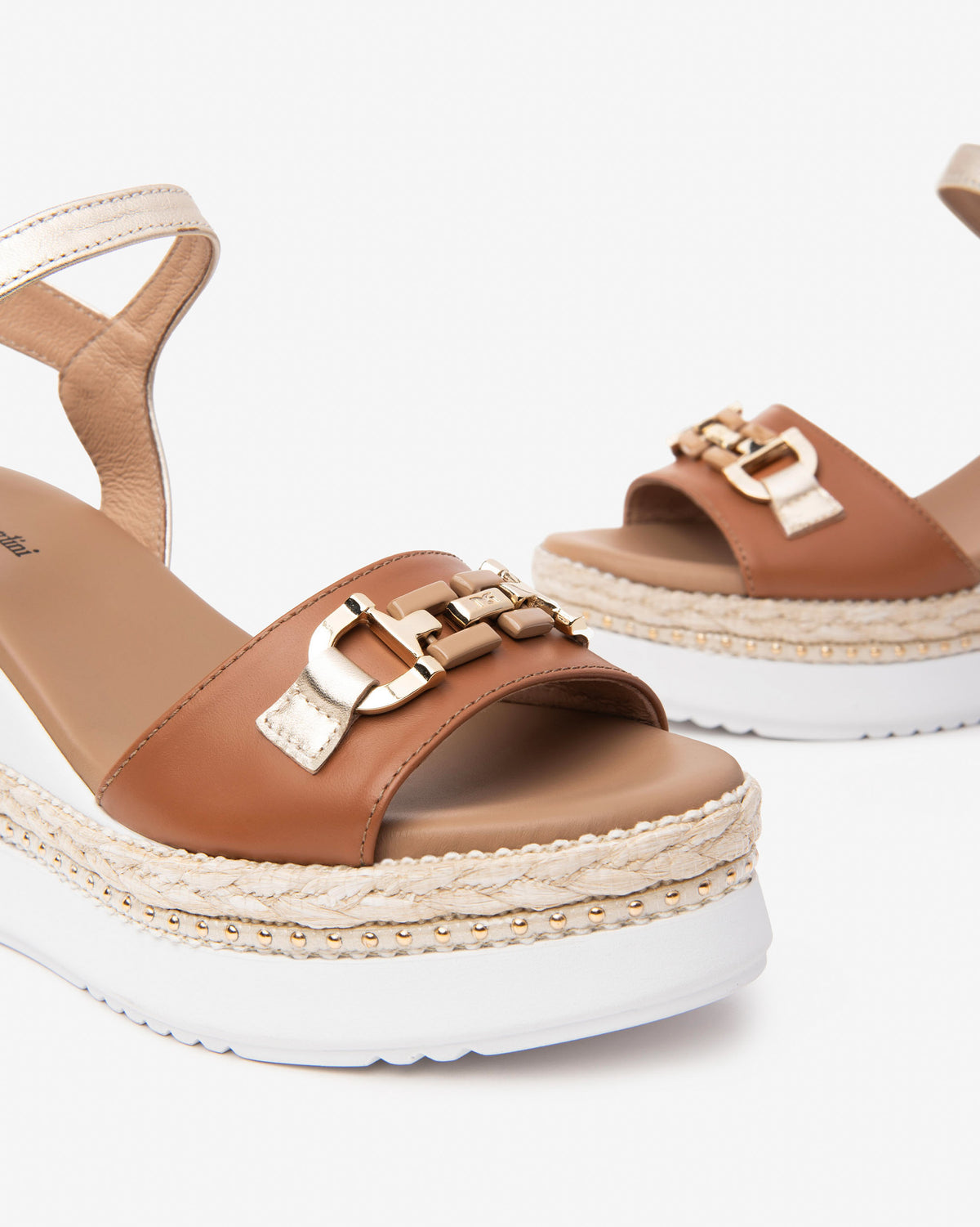 NERO GIARDINI Donna Sandali con zeppa E513552D Cuoio