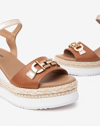 NERO GIARDINI Donna Sandali con zeppa E513552D Cuoio