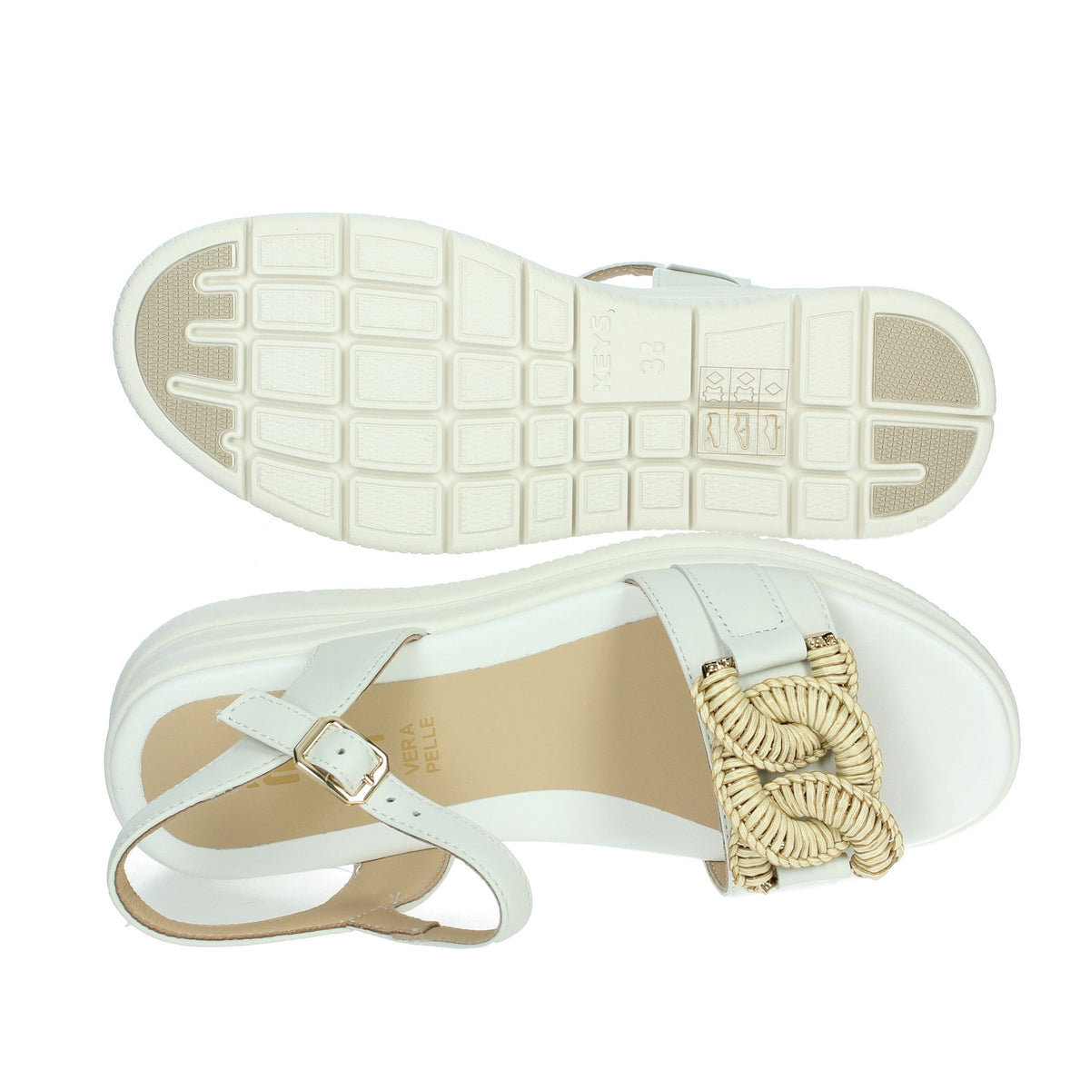 KEYS Donna Sandali con zeppa K-11113 Bianco