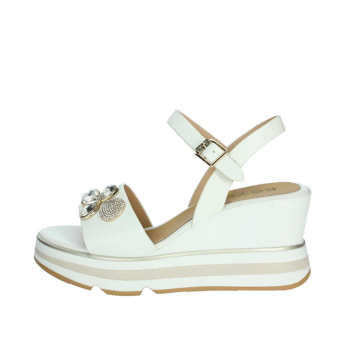 KEYS Donna Sandali con zeppa K-11023 Bianco