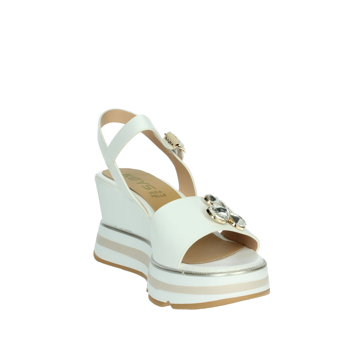 KEYS Donna Sandali con zeppa K-11023 Bianco