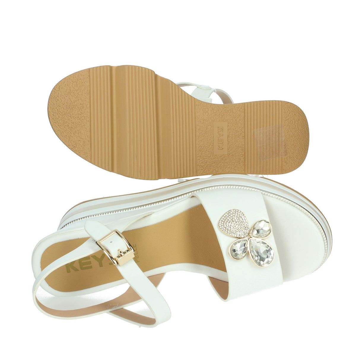 KEYS Donna Sandali con zeppa K-11023 Bianco