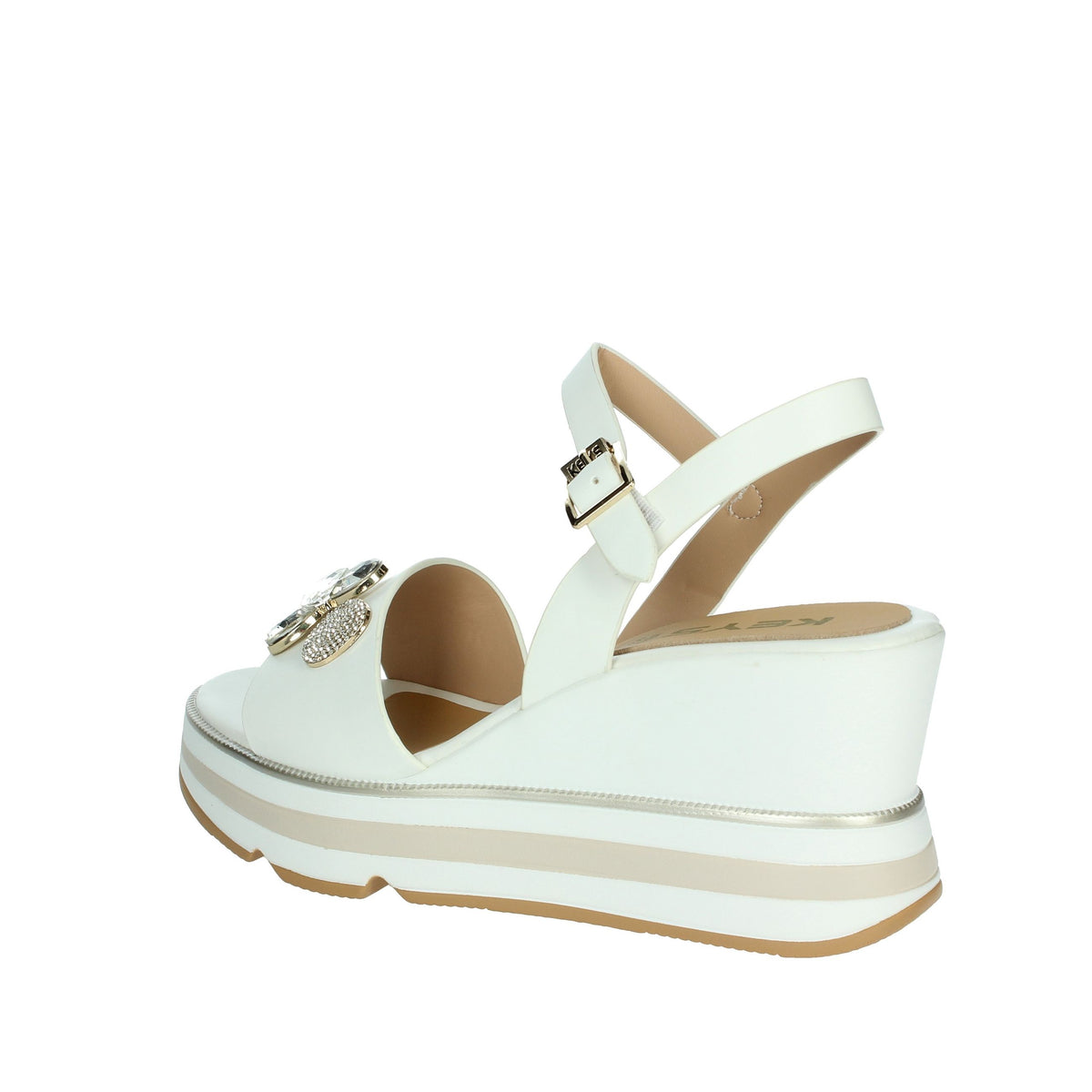 KEYS Donna Sandali con zeppa K-11023 Bianco