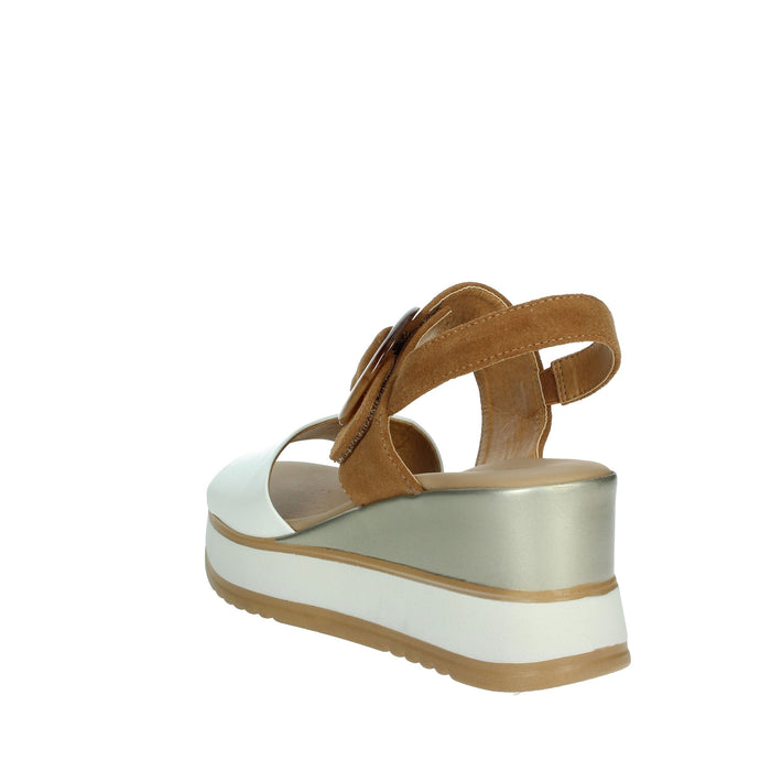 FASCINO DONNA Donna Sandali con zeppa 21244-E5 Bianco/Cuoio