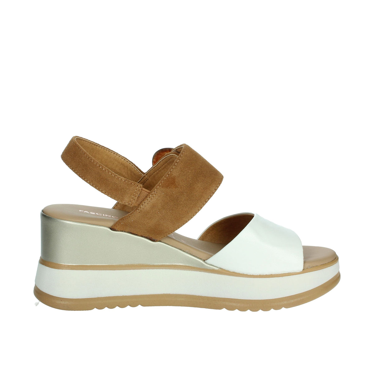 FASCINO DONNA Donna Sandali con zeppa 21244-E5 Bianco/Cuoio