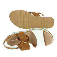 FASCINO DONNA Donna Sandali con zeppa 21244-E5 Bianco/Cuoio