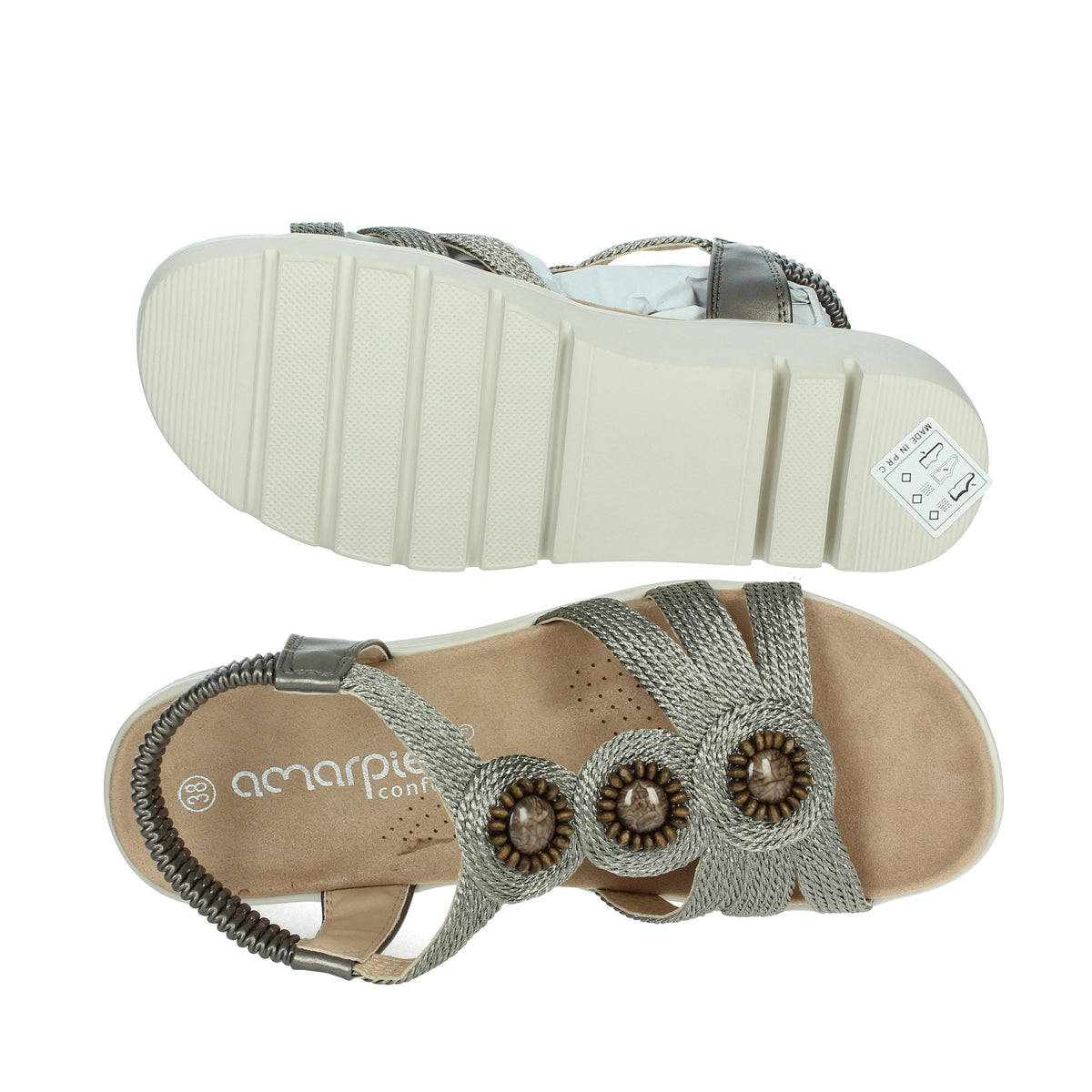 Amarpies Donna Sandali con zeppa ABZ26556 Antracite
