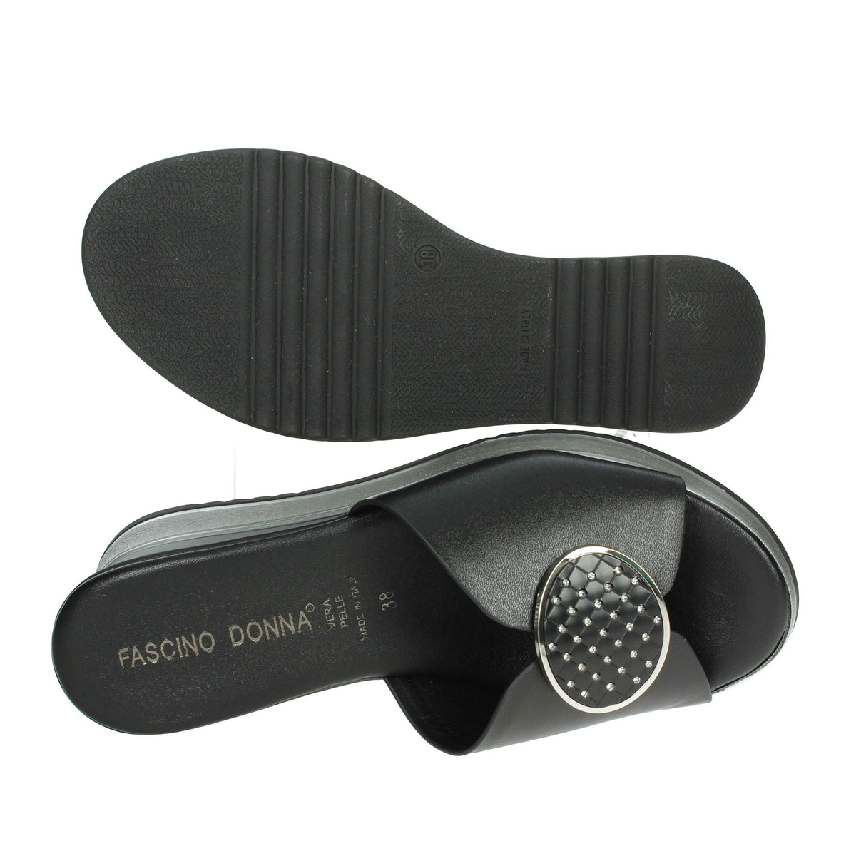 FASCINO DONNA Donna Ciabatte con zeppa 21138-E5 Nero