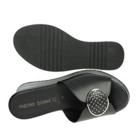 FASCINO DONNA Donna Ciabatte con zeppa 21138-E5 Nero