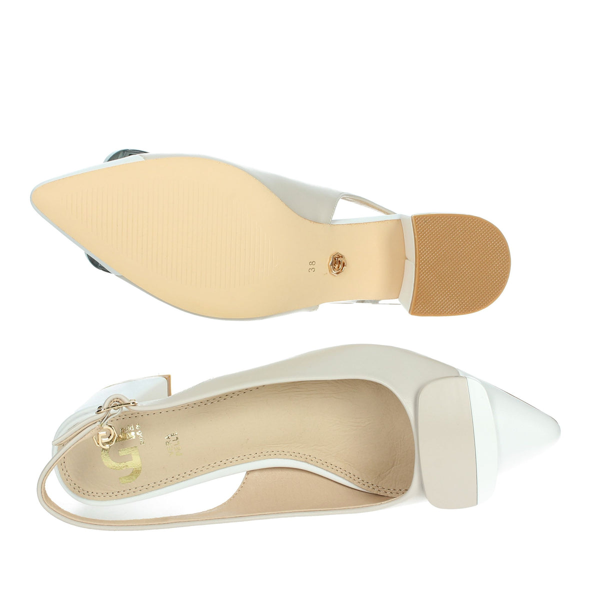 GOLD & GOLD Donna Slingback GD269 Bianco/Beige