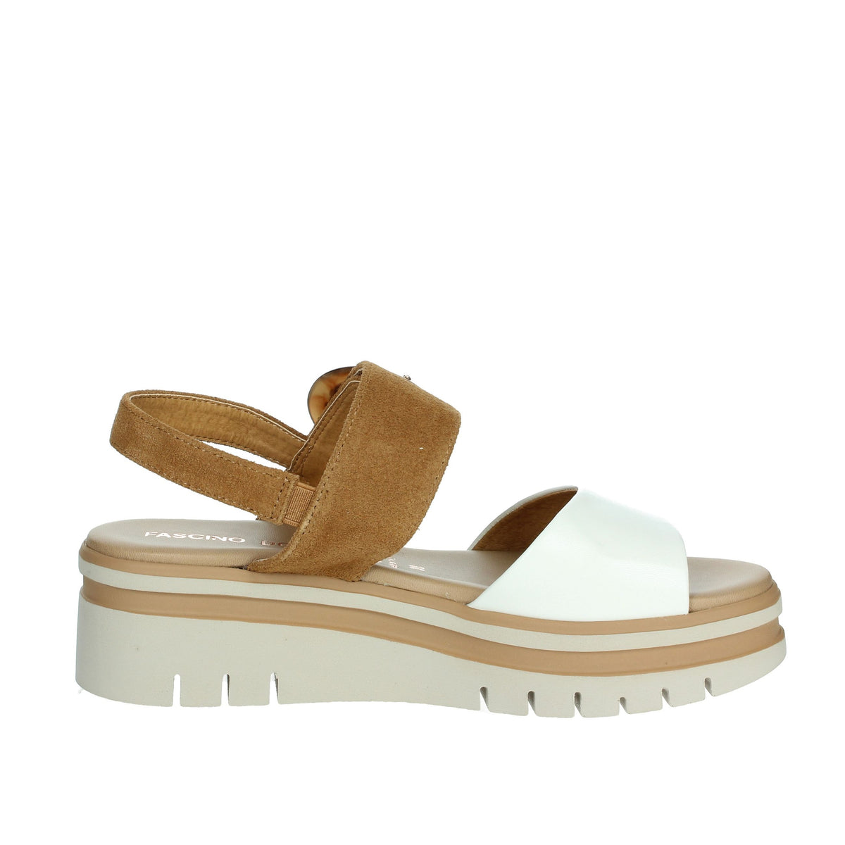 FASCINO DONNA Donna Sandali con zeppa 54244-E5 Bianco/Cuoio