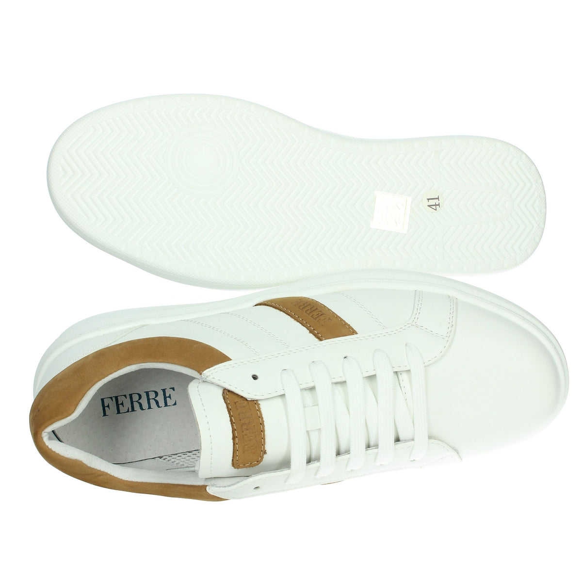 FERRE' Uomo Sneakers bassa FU-111 Bianco/Cuoio