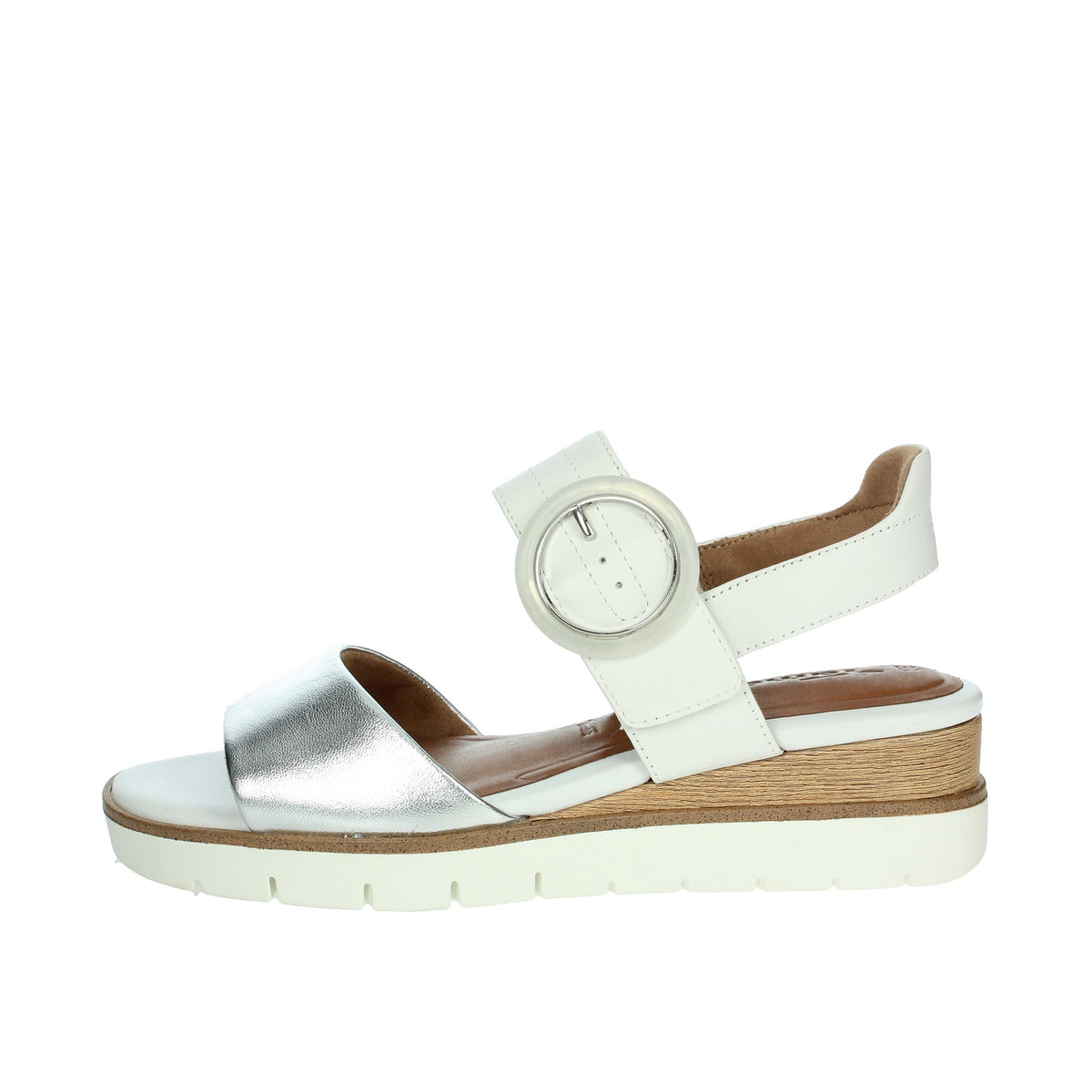 Tamaris Donna Sandali con zeppa 1-28206-42 Bianco/Argento