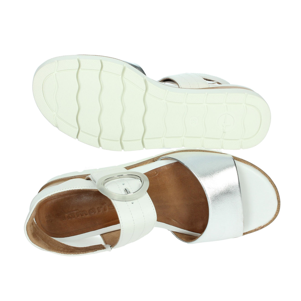 Tamaris Donna Sandali con zeppa 1-28206-42 Bianco/Argento