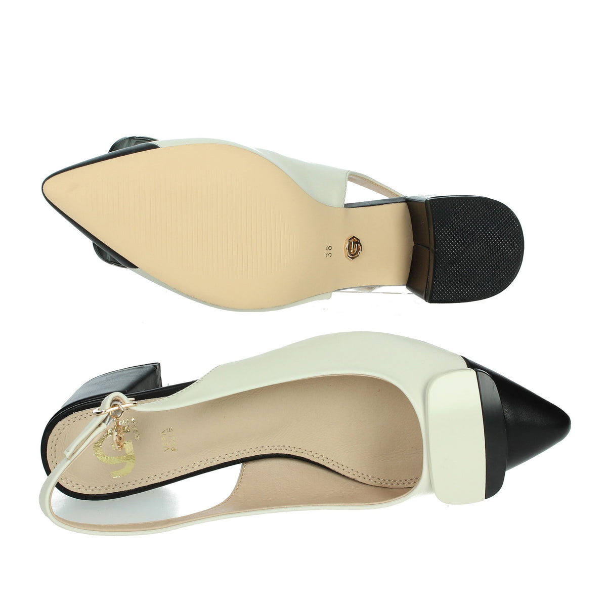 GOLD & GOLD Donna Slingback GD269 Nero/Beige