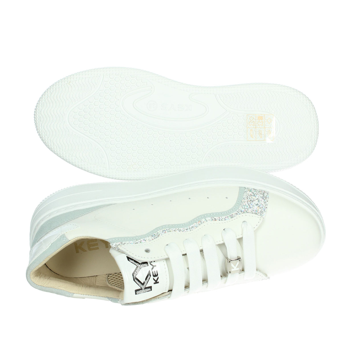 KEYS Donna Sneakers bassa K-10523 Bianco/Celeste