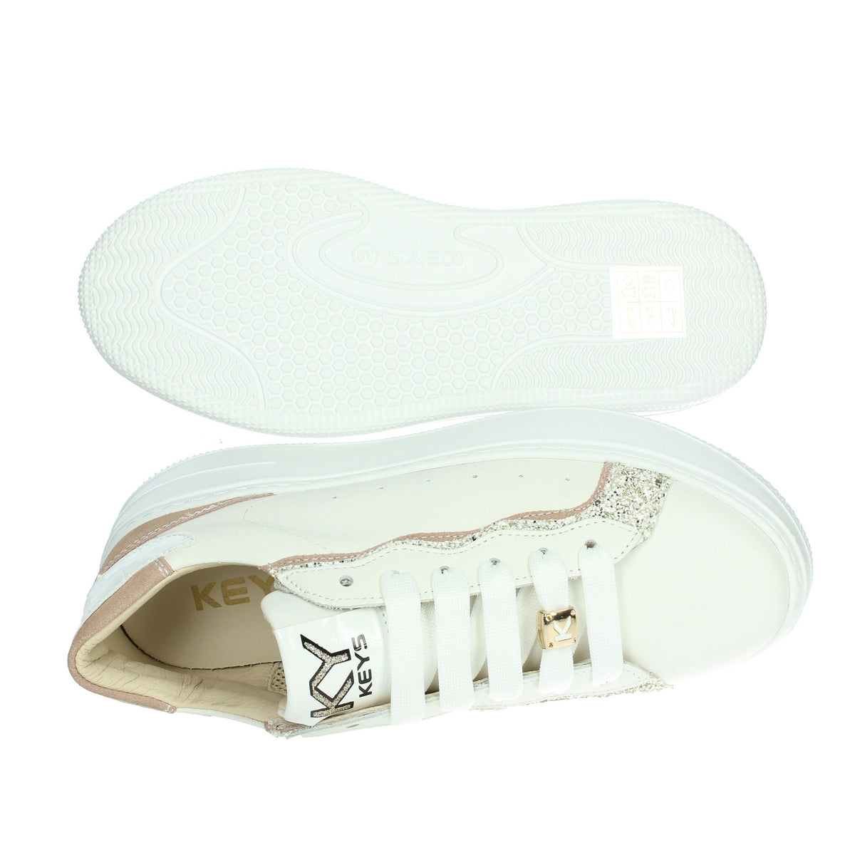 KEYS Donna Sneakers bassa K-10523 Bianco/Rosa