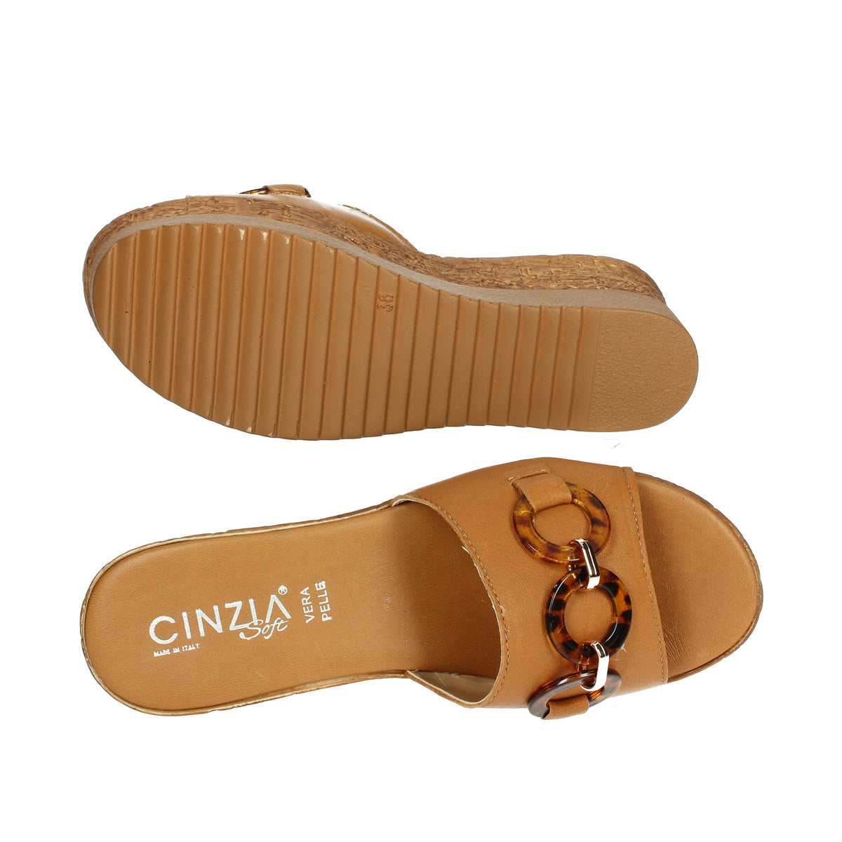 CINZIA SOFT Donna Ciabatte con zeppa IAF53457 Cuoio