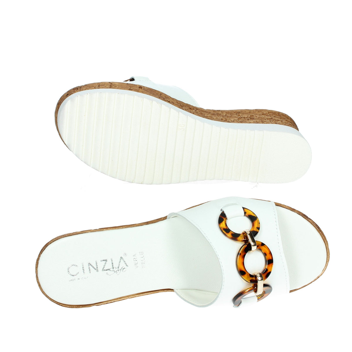 CINZIA SOFT Donna Ciabatte con zeppa IAF53457 Bianco