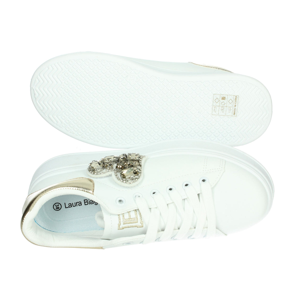 LAURA BIAGIOTTI Donna Sneakers bassa 8925 Bianco/Oro