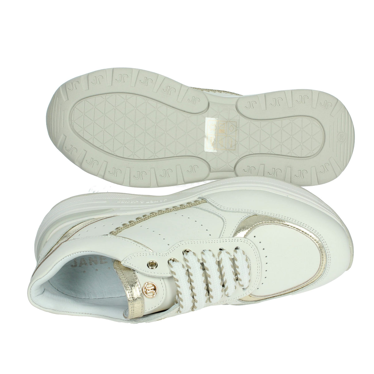 JANET & JANET Donna Sneakers bassa J-060 Bianco/Oro