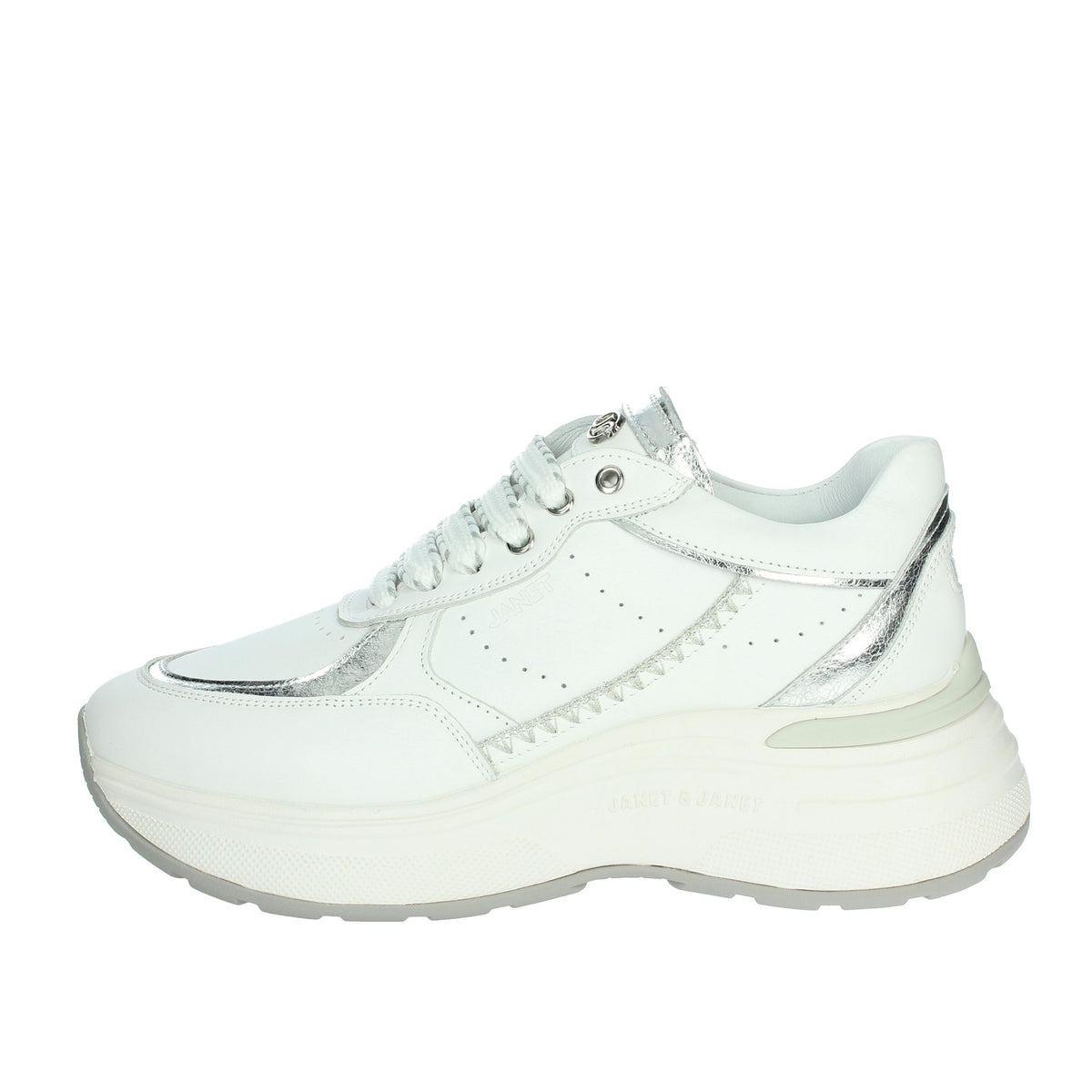 JANET & JANET Donna Sneakers bassa J-060 Bianco/Argento