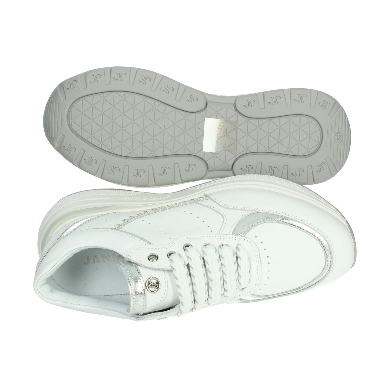 JANET & JANET Donna Sneakers bassa J-060 Bianco/Argento