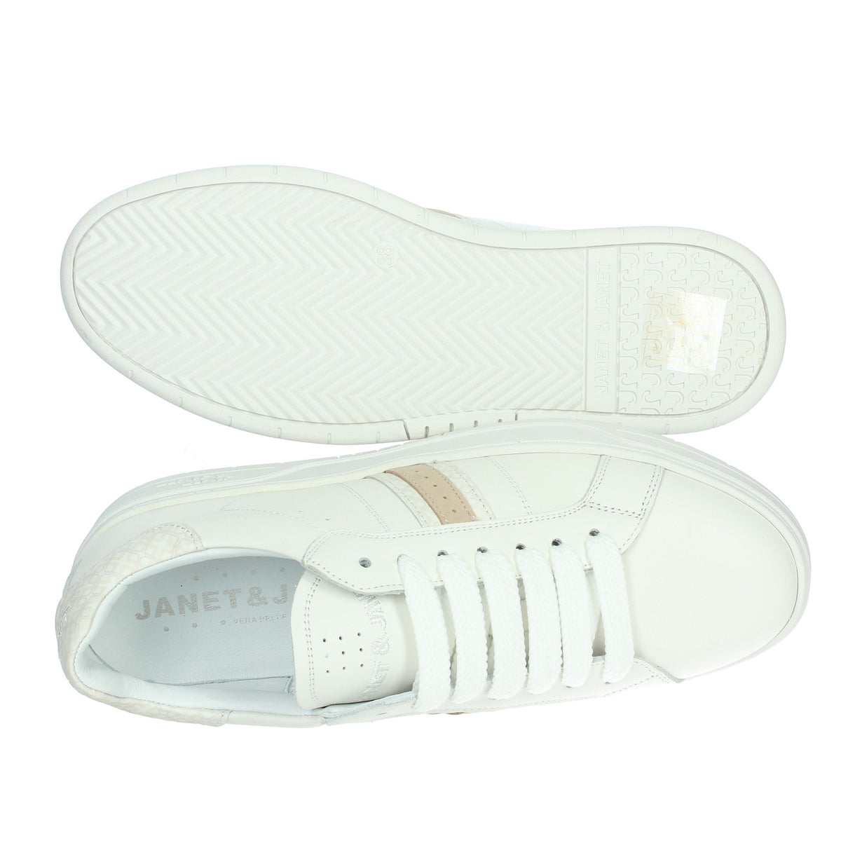 JANET & JANET Donna Sneakers bassa J-092 Bianco/Rosa