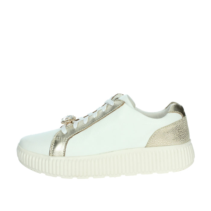 GEOX Donna Sneakers bassa D46XFG 046JS Bianco/Oro