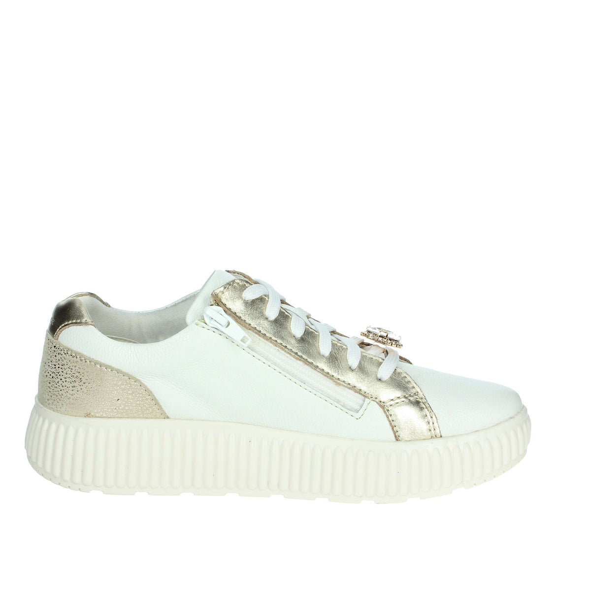 GEOX Donna Sneakers bassa D46XFG 046JS Bianco/Oro