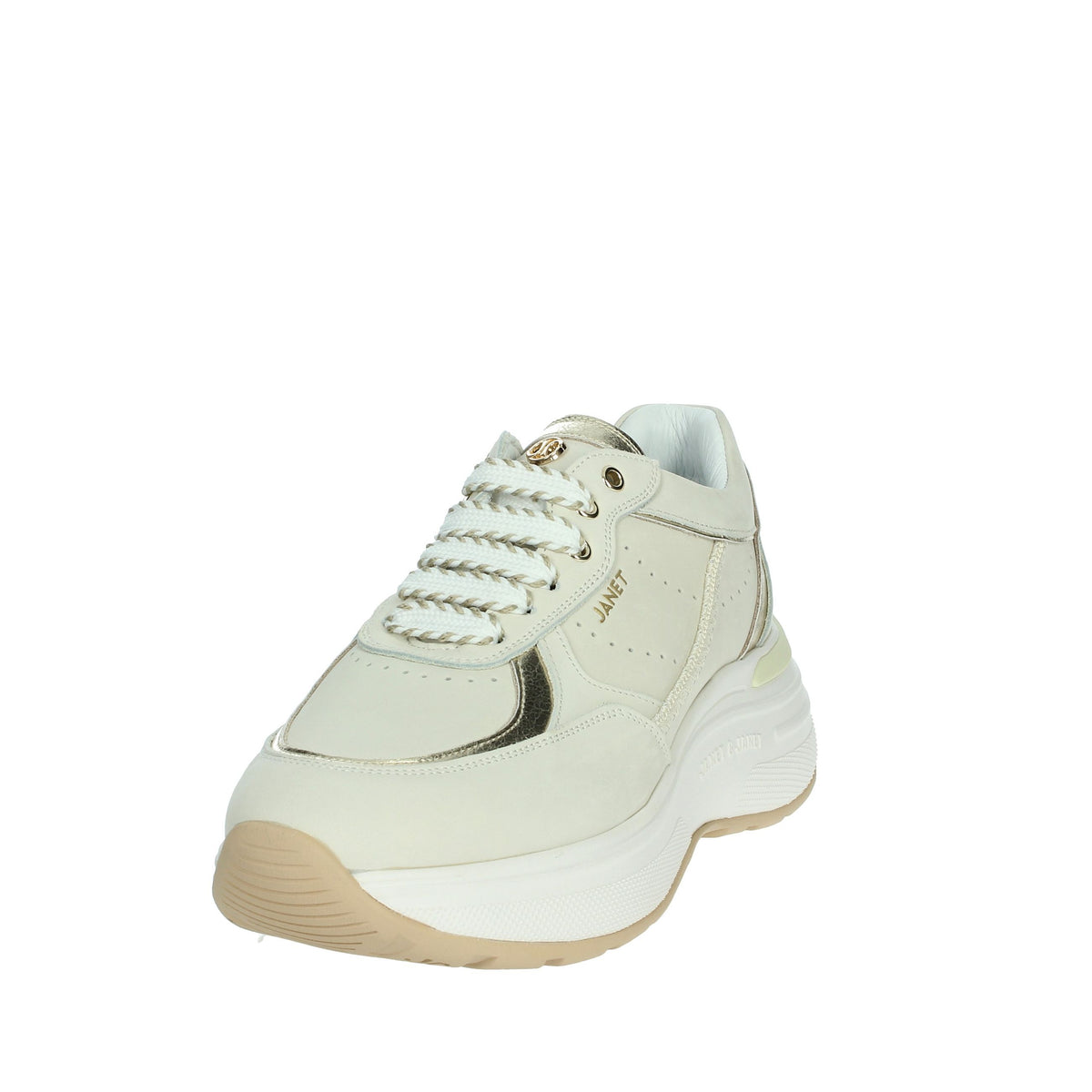 JANET & JANET Donna Sneakers bassa J-060 Beige/Oro