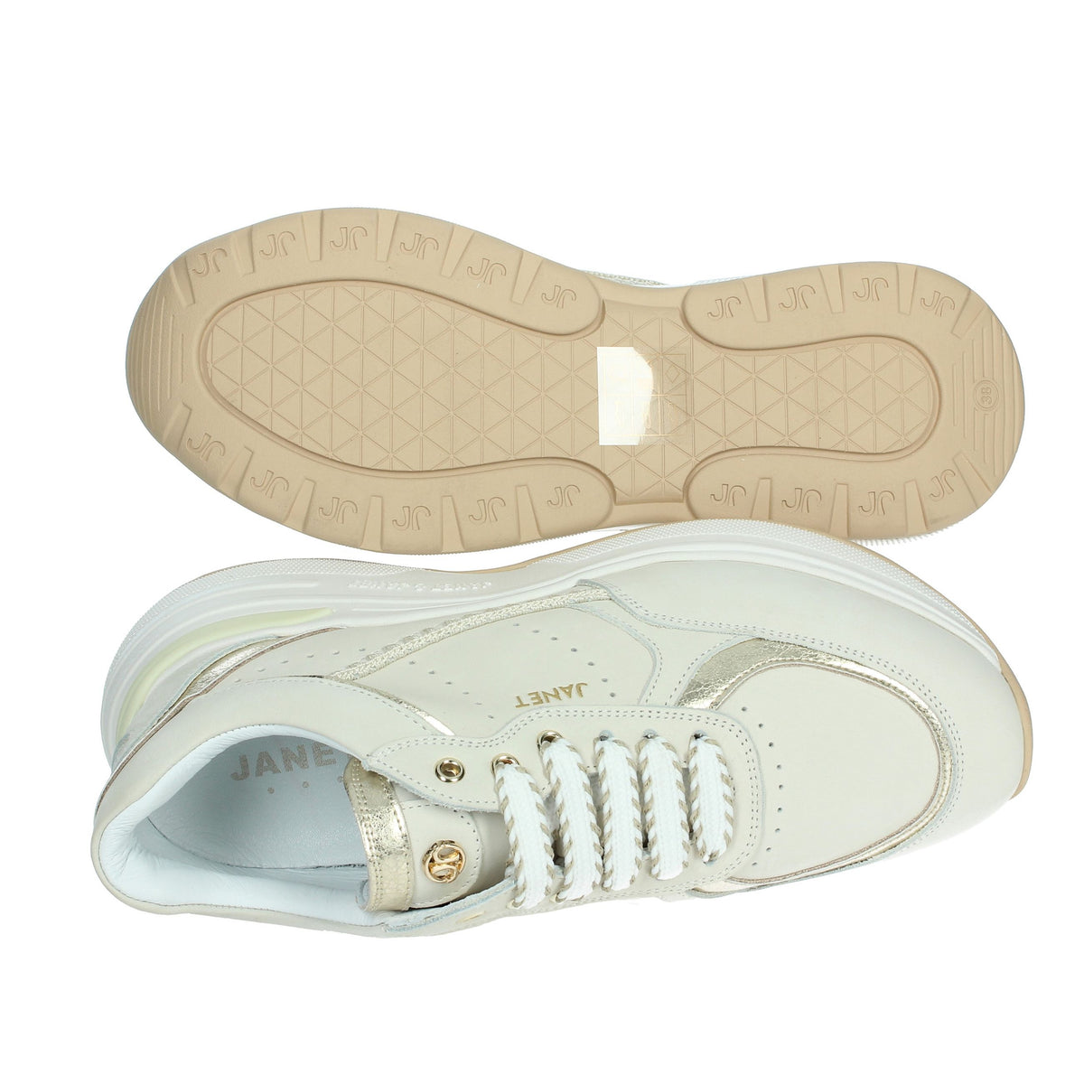 JANET & JANET Donna Sneakers bassa J-060 Beige/Oro