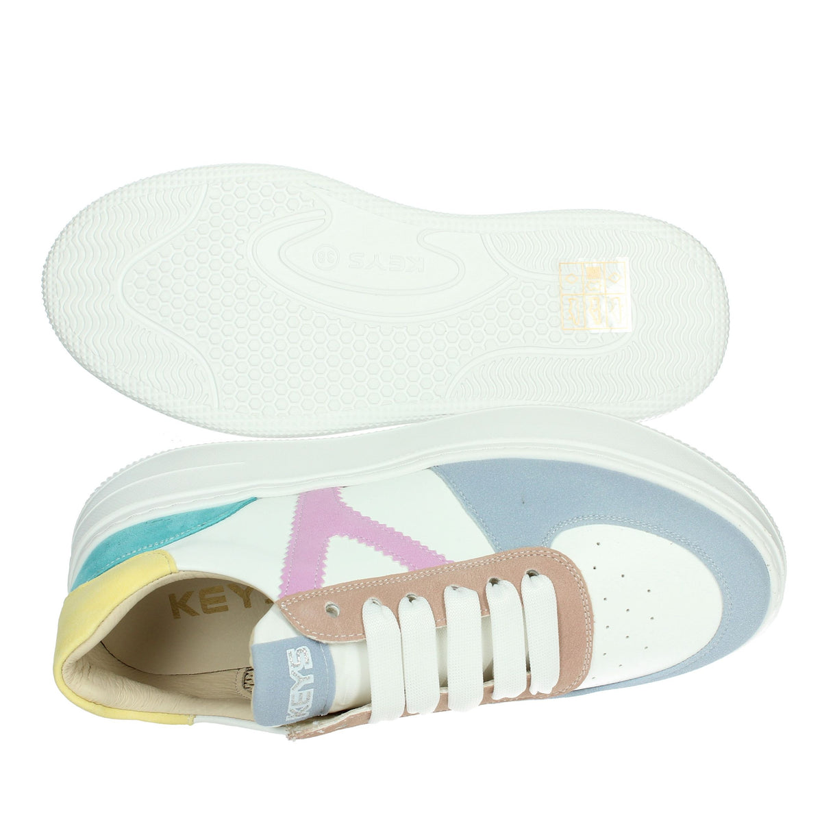 KEYS Donna Sneakers bassa K-10525 Bianco/Celeste