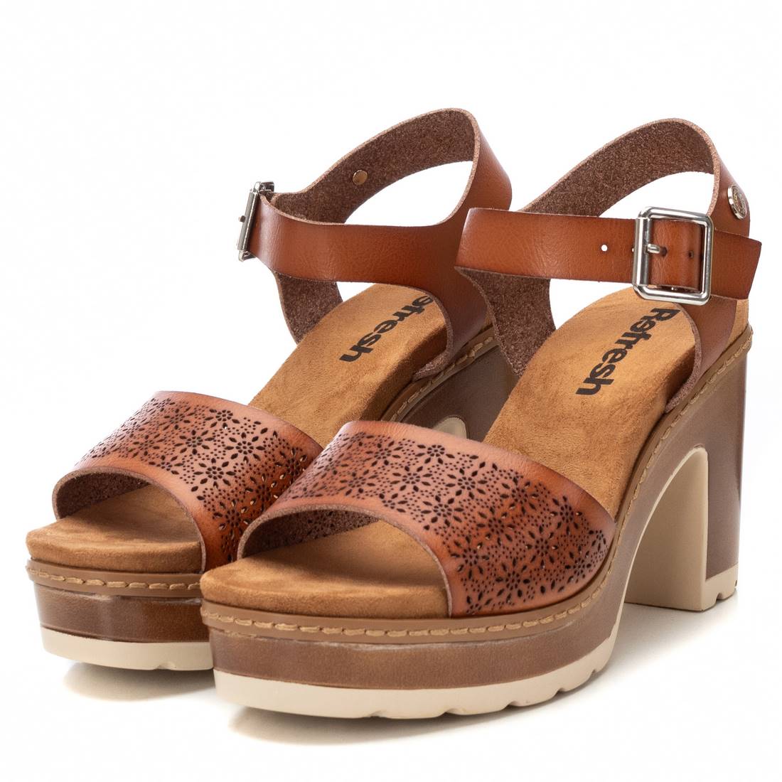 REFRESH Donna Sandali con tacco 172781 Cuoio