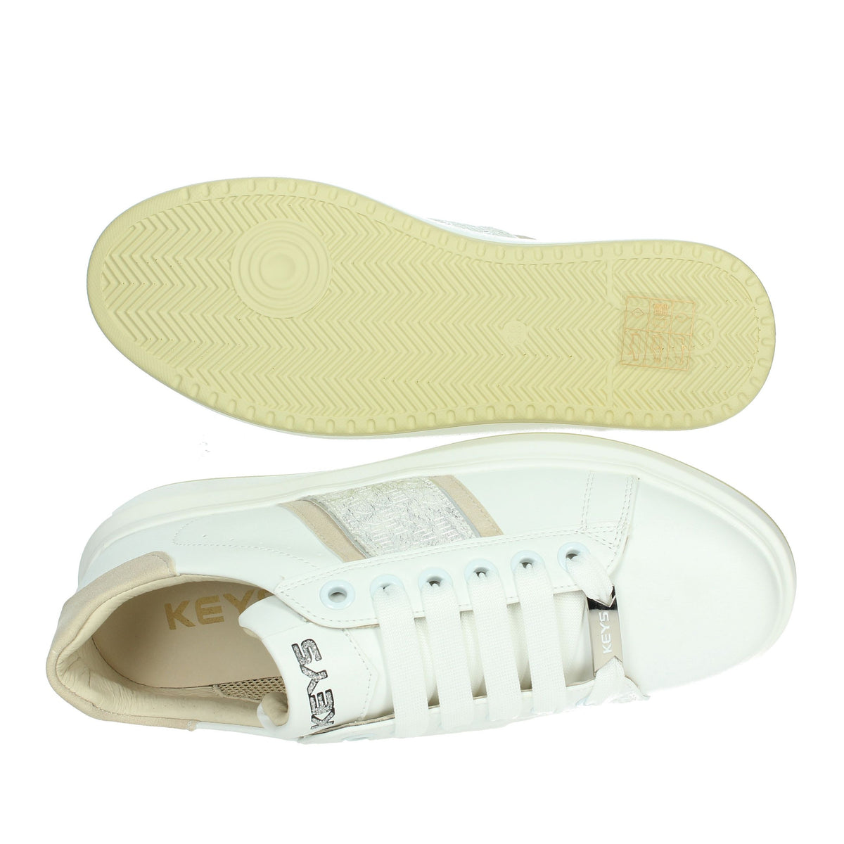 KEYS Donna Sneakers bassa K-10501 Bianco/Argento
