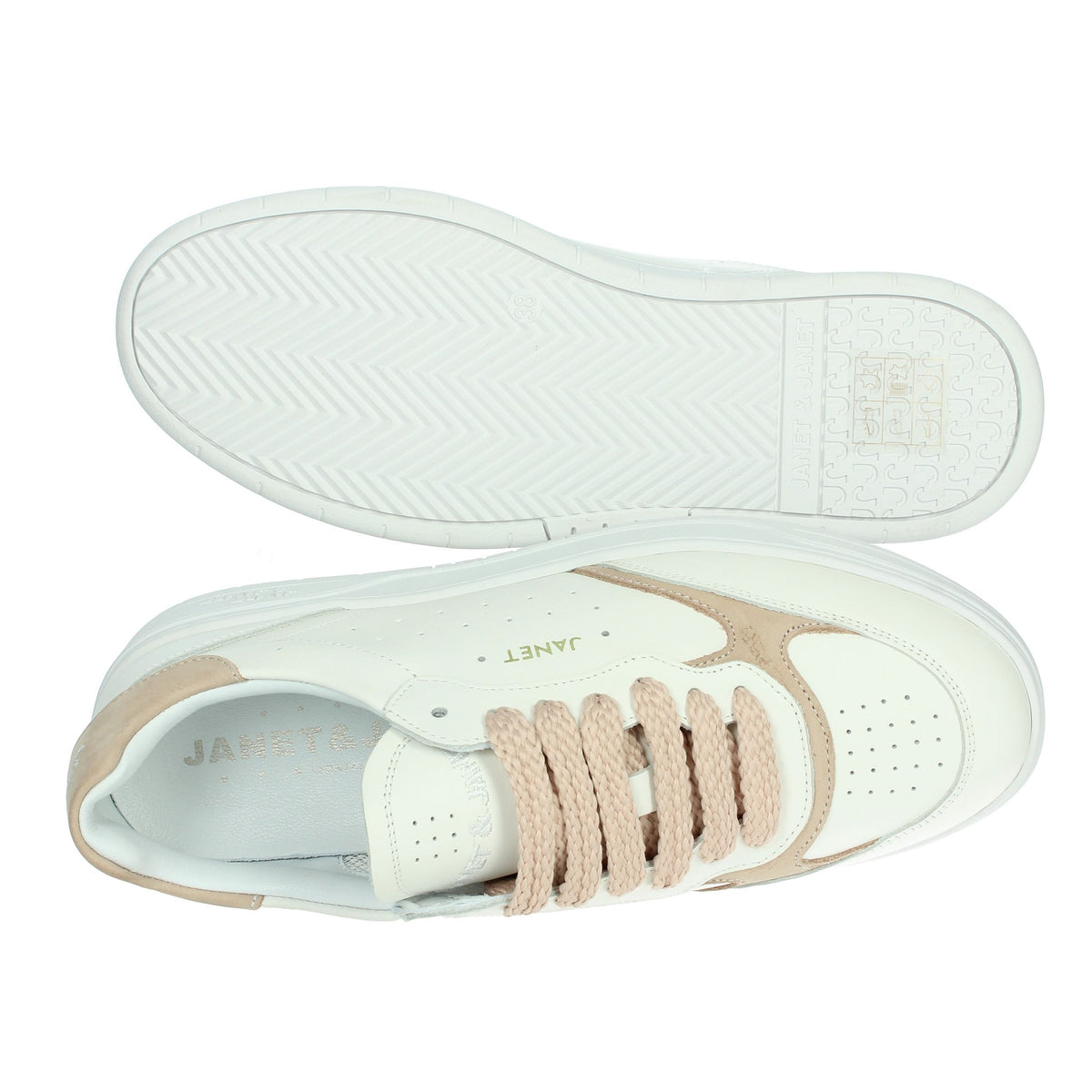JANET & JANET Donna Sneakers bassa J-090 Bianco/Rosa