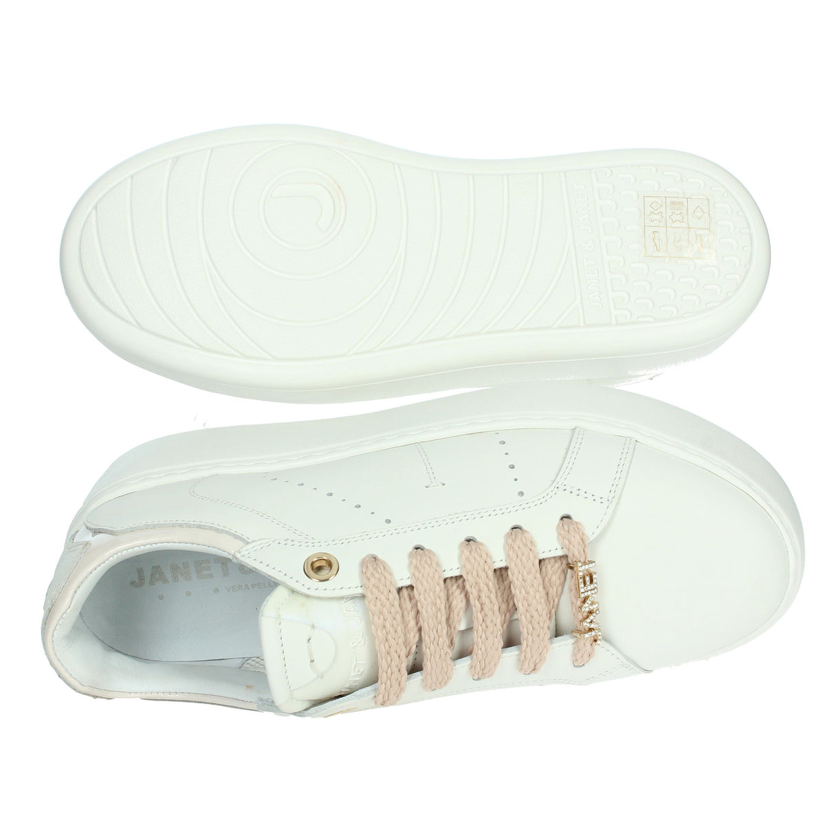 JANET & JANET Donna Sneakers bassa J-004 Bianco/Rosa